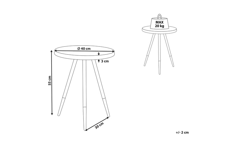 Ramonia Sidebord 40 cm - Lyst tre/Gull/Svart - Møbler - Bord - Avlastningsbord - Lampebord & sidebord