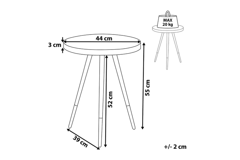 Ramonia Sidebord 44 cm - Mørkt tre/Svart/Gull - Møbler - Bord - Avlastningsbord - Lampebord & sidebord