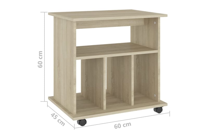 Rulleskap sonoma eik 60x45x60 cm sponplate - Brun - Møbler - Bord - Avlastningsbord - Sengebord & nattbord