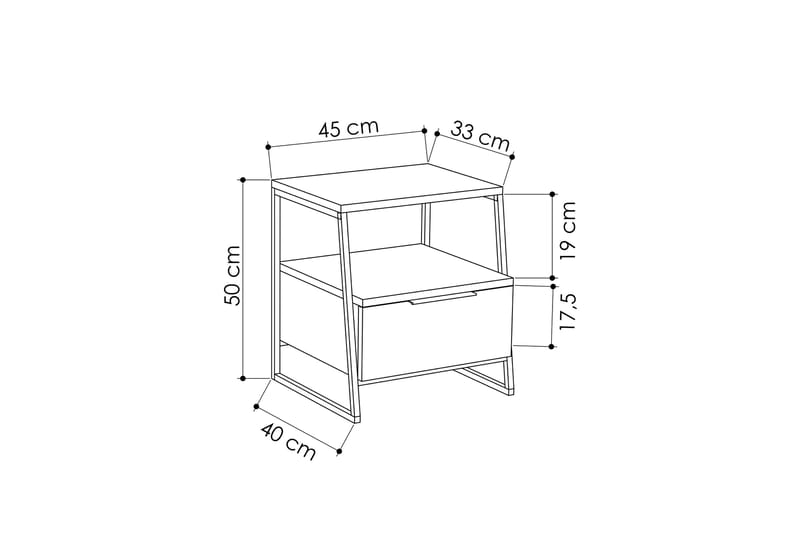 BodSjø Nattbord 45 cm med Oppbevaring Hylle + Lucka - Brun - Møbler - Bord - Avlastningsbord - Sengebord & nattbord