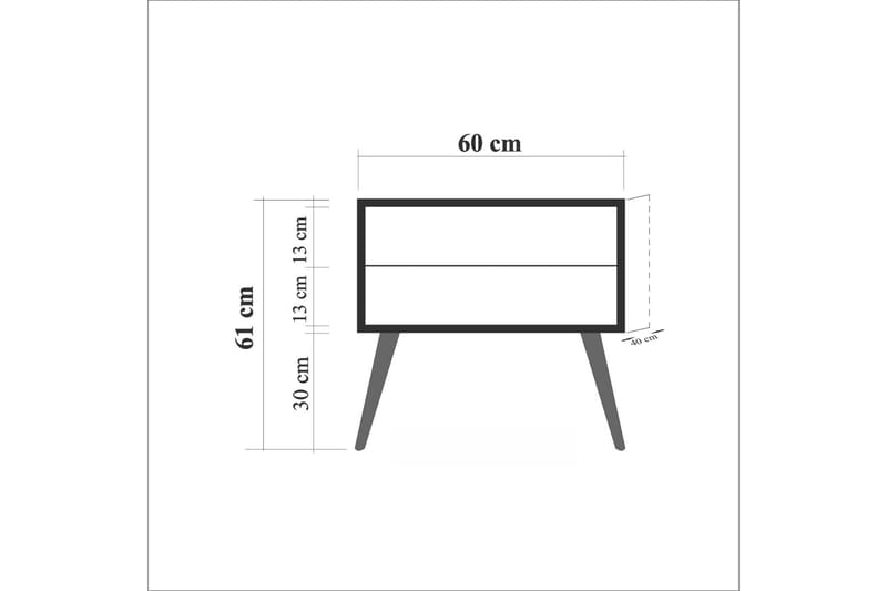 Brokind Nattbord 60 cm med Oppbevaring 2 Skuffer DEikor - Natur/Brun - Møbler - Bord - Avlastningsbord - Sengebord & nattbord