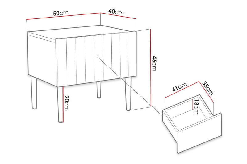 Glenndale Sengbord 50 cm - Hvid - Møbler - Bord - Avlastningsbord - Sengebord & nattbord