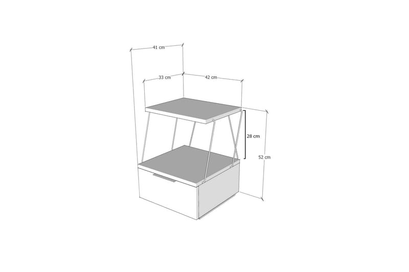 Igazz Nattbord 42x41 cm - Antrasitt - Møbler - Bord - Avlastningsbord - Sengebord & nattbord