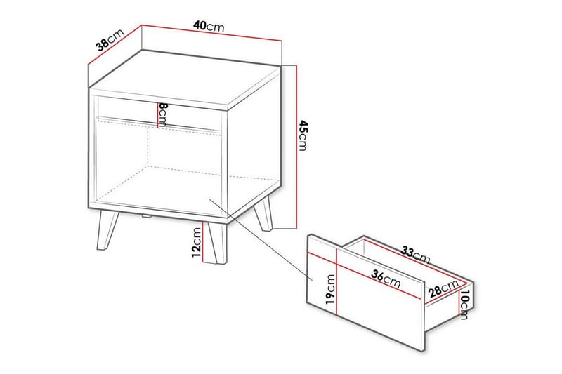 Juniskär Nattbord 40 cm - Antrasitt - Møbler - Bord - Avlastningsbord - Sengebord & nattbord