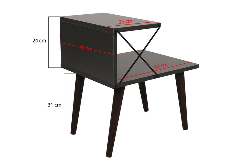 Kaysie Nattbord 50 cm - Antrasitt - Møbler - Bord - Avlastningsbord - Sengebord & nattbord