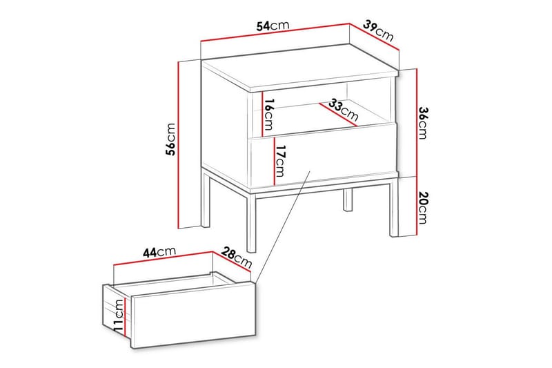 Klinkerville Sengbord 54 cm - Svart - Møbler - Bord - Avlastningsbord - Sengebord & nattbord