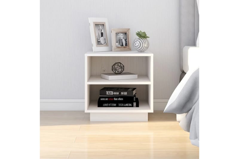 Nattbord 2 stk 40x34x40 cm heltre furu hvit - Hvit - Møbler - Bord - Avlastningsbord - Sengebord & nattbord