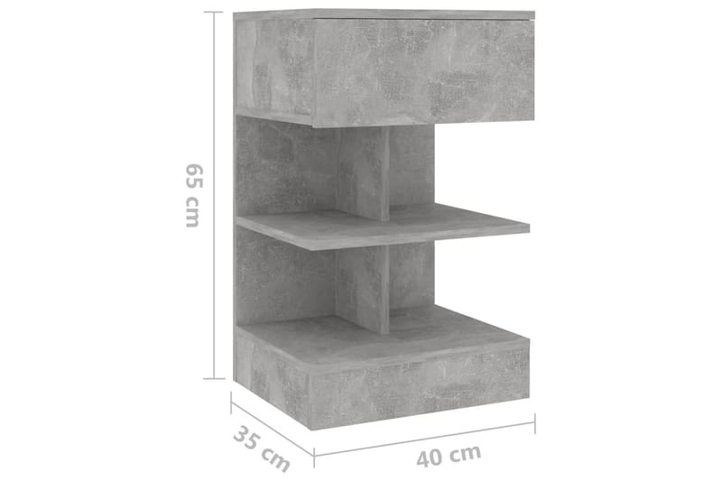 Nattbord 2 stk betonggrå 40x35x65 cm - Grå - Møbler - Bord - Avlastningsbord - Sengebord & nattbord