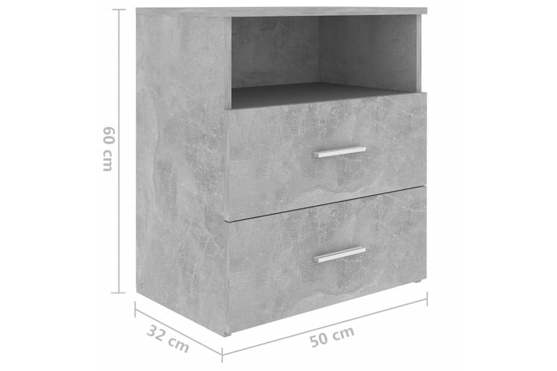 Nattbord 2 stk betonggrå 50x32x60 cm - Grå - Møbler - Bord - Avlastningsbord - Sengebord & nattbord