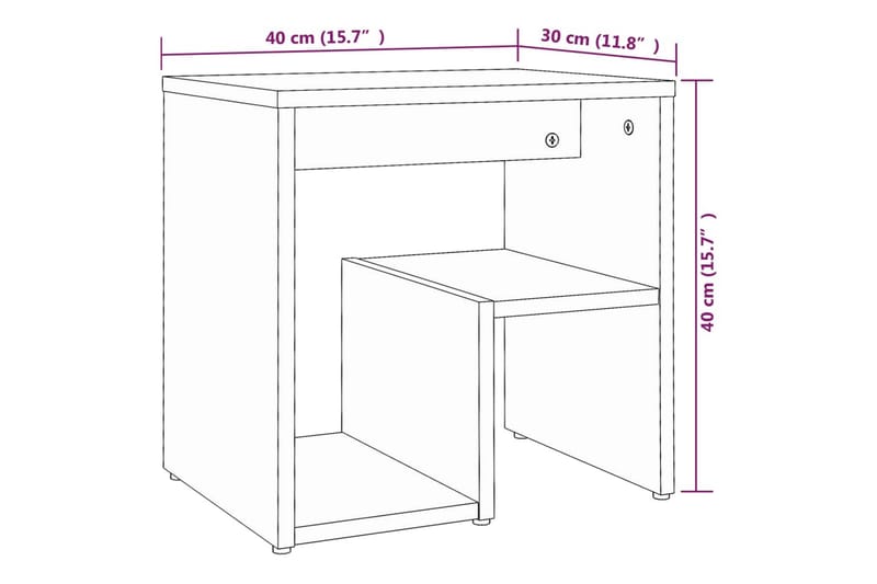 Nattbord 2 stk brun eik 40x30x40 cm konstruert tre - Brun - Møbler - Bord - Avlastningsbord - Sengebord & nattbord