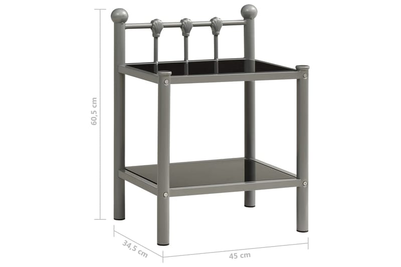 Nattbord 2 stk grå og svart metall og glass - Møbler - Bord - Avlastningsbord - Sengebord & nattbord