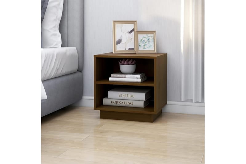 Nattbord 2 stk honningbrun 40x34x40 cm heltre furu - Brun - Møbler - Bord - Avlastningsbord - Sengebord & nattbord