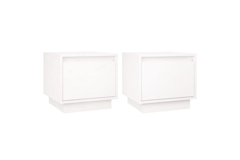 Nattbord 2 stk hvit 35x34x32 cm heltre furu - Hvit - Møbler - Bord - Avlastningsbord - Sengebord & nattbord