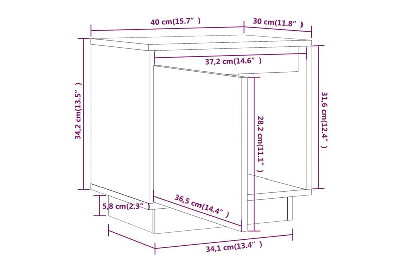 Nattbord 40x30x40 heltre furu hvit - Hvit - Møbler - Bord - Avlastningsbord - Sengebord & nattbord