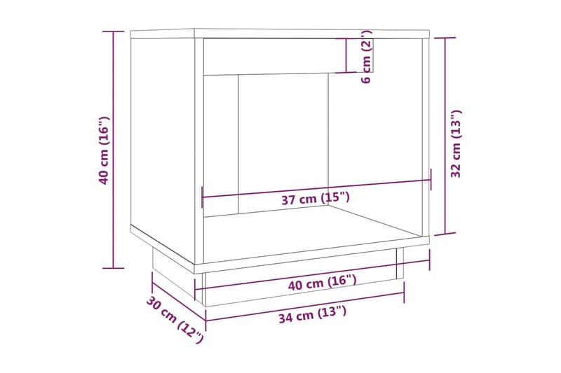 Nattbord 40x30x40 heltre furu hvit - Hvit - Møbler - Bord - Avlastningsbord - Sengebord & nattbord