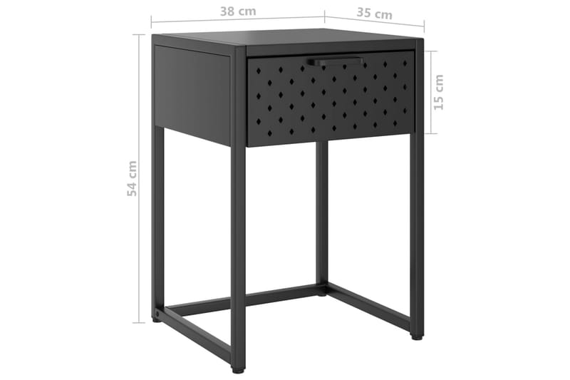 Nattbord antrasitt 38x35x54 cm stål - Antrasittgrå - Møbler - Bord - Avlastningsbord - Sengebord & nattbord