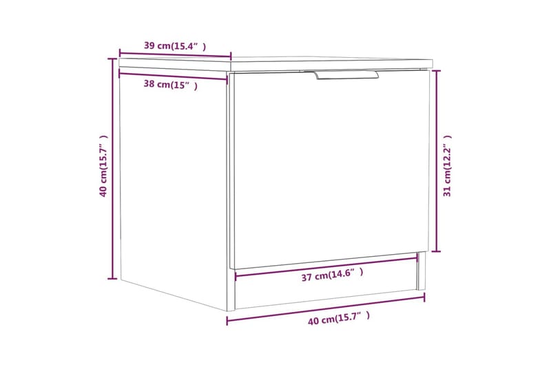 Nattbord brun eik 40x39x40 cm - Brun - Møbler - Bord - Avlastningsbord - Sengebord & nattbord