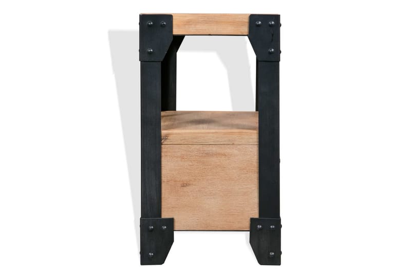 Nattbord heltre akasie stål 40x30x54 cm - Akasie/Svart - Møbler - Bord - Avlastningsbord - Sengebord & nattbord