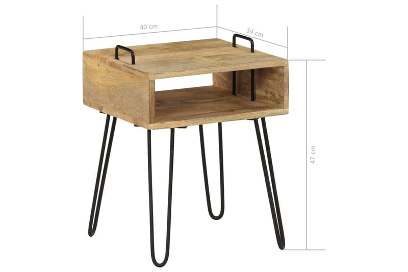 Nattbord heltre mango 40x34x47 cm - Møbler - Bord - Avlastningsbord - Sengebord & nattbord