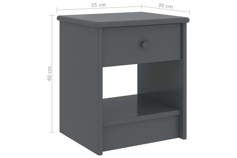 Nattbord mørkegrå 35x30x40 cm heltre furu - Grå - Møbler - Bord - Avlastningsbord - Sengebord & nattbord