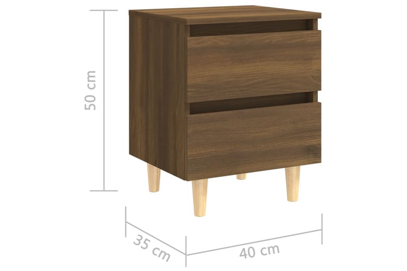 Nattbord med ben i heltre brun eik 40x35x50 cm - Brun - Møbler - Bord - Avlastningsbord - Sengebord & nattbord