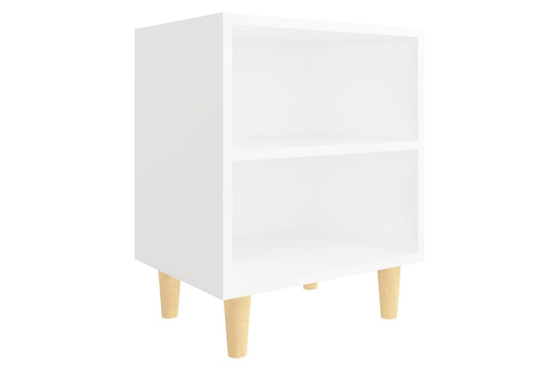 Nattbord med ben i heltre hvit 40x30x50 cm - Hvit - Sengebord & nattbord