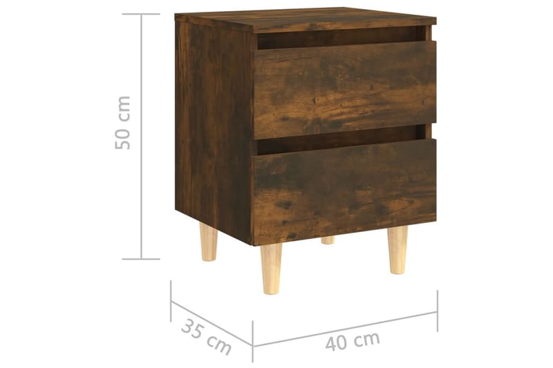 Nattbord med ben i heltre røkt eik 40x35x50 cm - Brun - Møbler - Bord - Avlastningsbord - Sengebord & nattbord