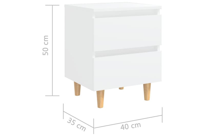 Nattbord med heltre furuben hvit 40x35x50 cm - Hvit - Møbler - Bord - Avlastningsbord - Sengebord & nattbord