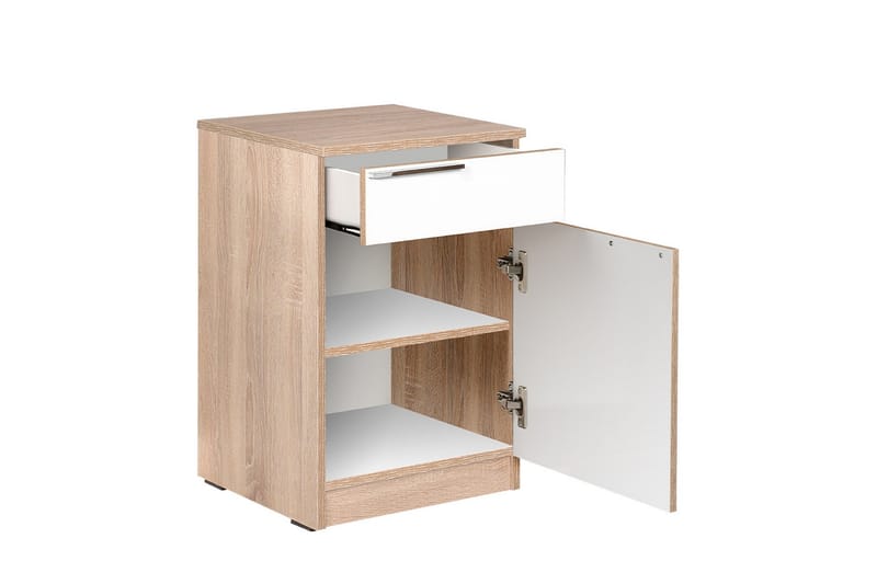 Nightstand Eik-Sonoma|Hvit - Møbler - Bord - Avlastningsbord - Sengebord & nattbord