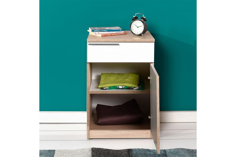 Nightstand Eik-Sonoma|Hvit - Møbler - Bord - Avlastningsbord - Sengebord & nattbord