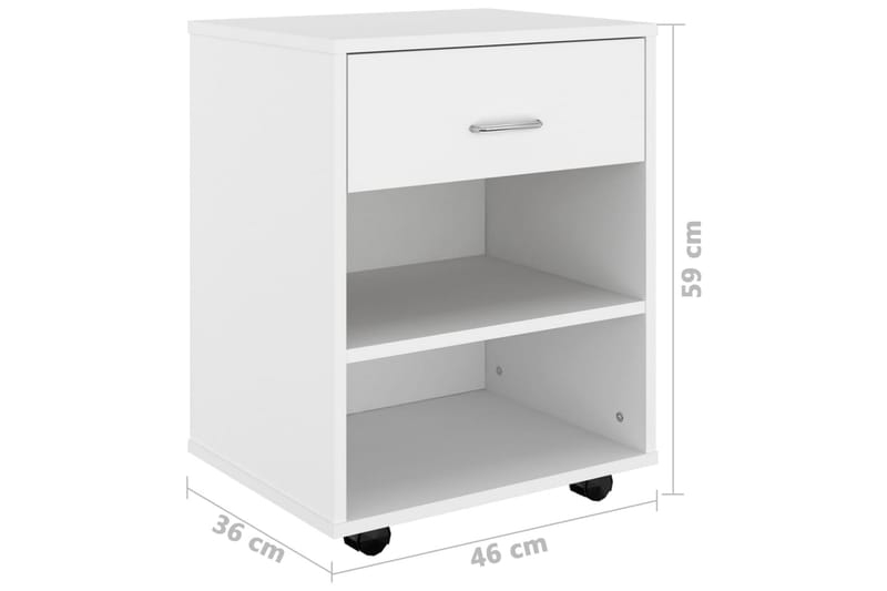 Rulleskap hvit 46x36x59 cm sponplate - Hvit - Møbler - Bord - Avlastningsbord - Sengebord & nattbord