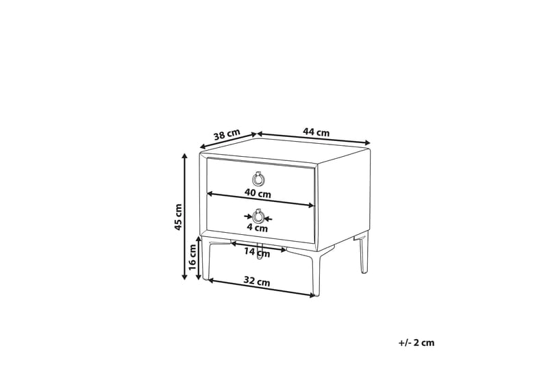 Sezanne Nattbord 44 cm - Fløyel/Grå - Møbler - Bord - Avlastningsbord - Sengebord & nattbord