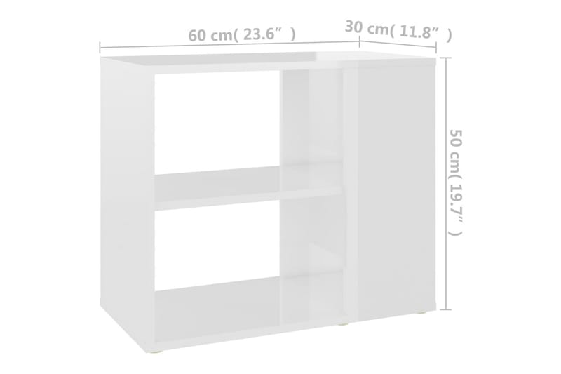 Sideskap høyglans hvit 60x30x50 cm sponplate - Hvit - Møbler - Bord - Avlastningsbord - Sengebord & nattbord