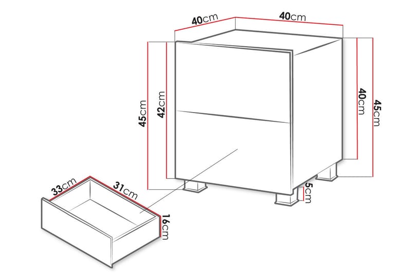 Tessan Nattbord 40 cm med Oppbevaring - Svart - Møbler - Bord - Avlastningsbord - Sengebord & nattbord