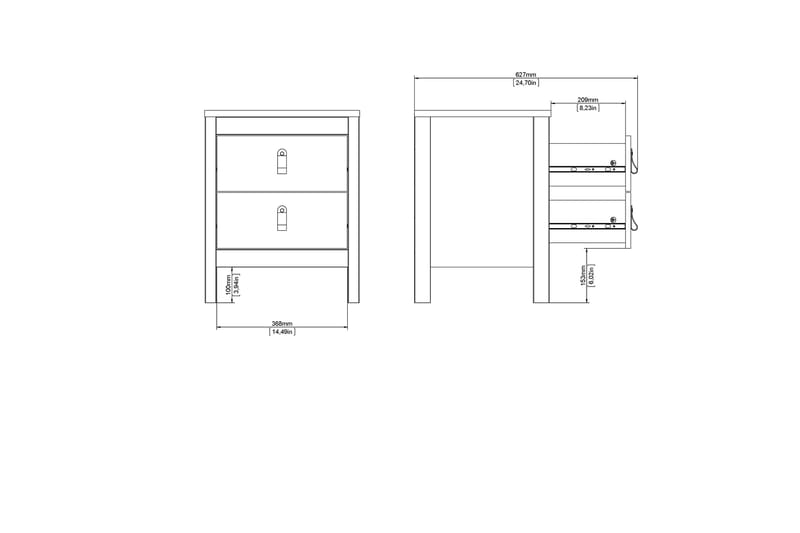 Vallvidera Nattbord 44 cm - Hvit - Møbler - Bord - Avlastningsbord - Sengebord & nattbord