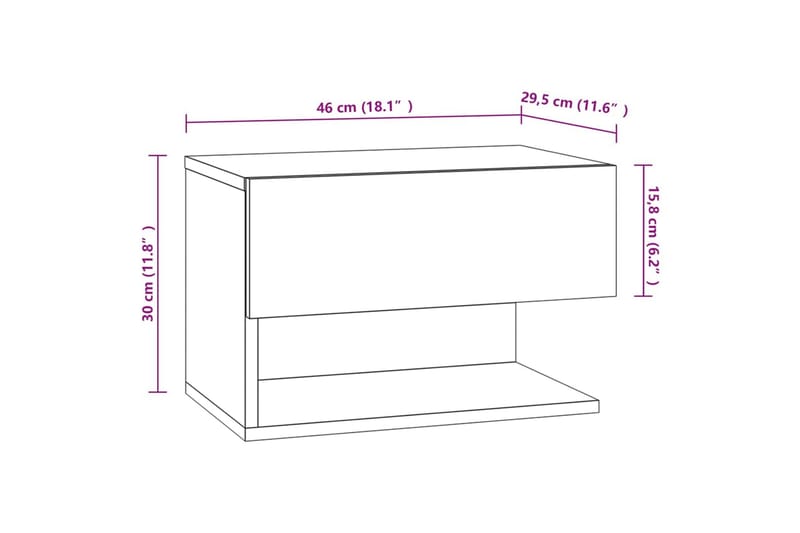 Veggmontert nattbord hvit konstruert tre - Hvit - Møbler - Bord - Avlastningsbord - Sengebord & nattbord