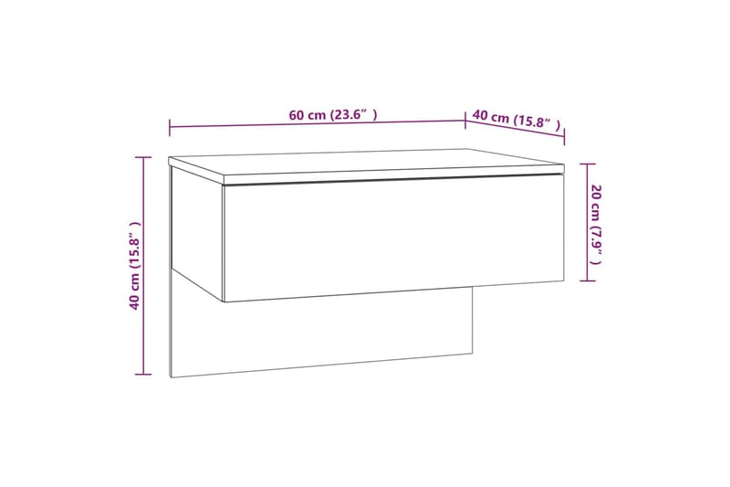 Veggmontert nattbord sonoma eik konstruert tre - Brun - Møbler - Bord - Avlastningsbord - Sengebord & nattbord