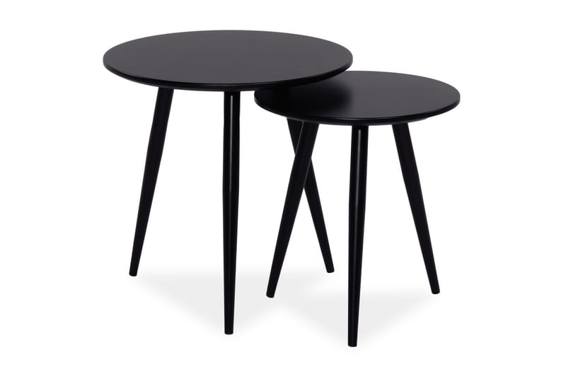 Castrina Settbord Rundt - Svart - Sofabord - Sammenleggbart bord - Settbord