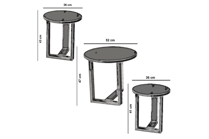 Falan Settbord 52 cm Rundt 3 Bord - Brun - Møbler - Bord - Avlastningsbord - Settbord