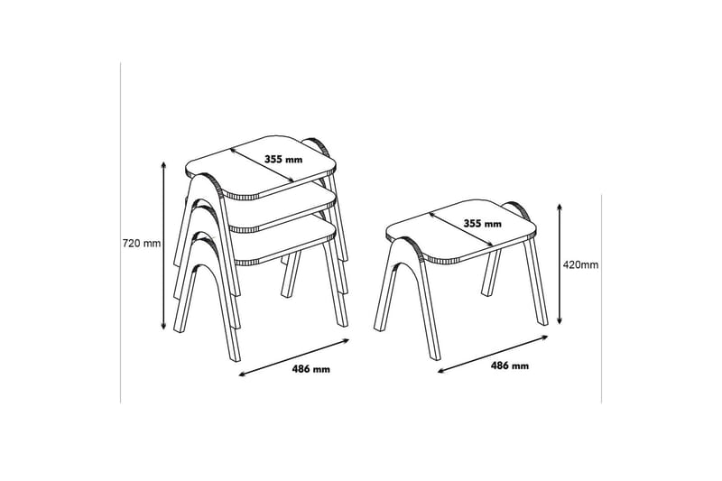 Hovdane Settbord 49 cm 3 Bord - Hvit - Møbler - Bord - Avlastningsbord - Settbord