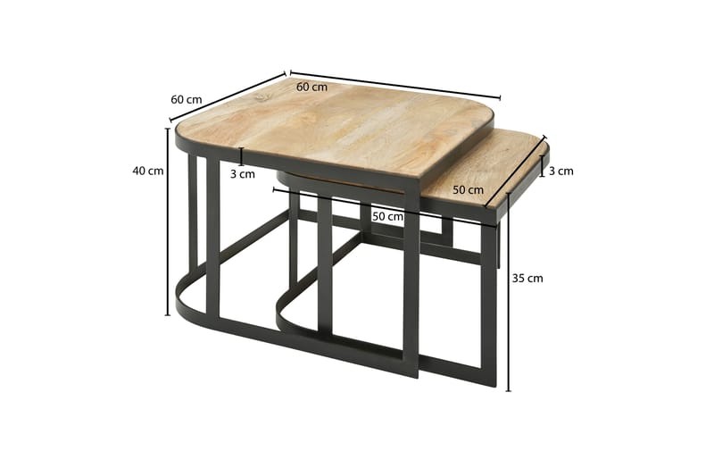 Willowdale Settbord 60 cm - Brun / Svart - Møbler - Bord - Avlastningsbord - Settbord