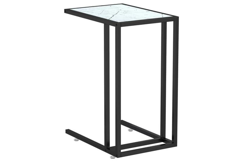 Sidebord for PC hvit marmor 50x35x65 cm herdet glass - Hvit - Møbler - Bord - Avlastningsbord - Lampebord & sidebord