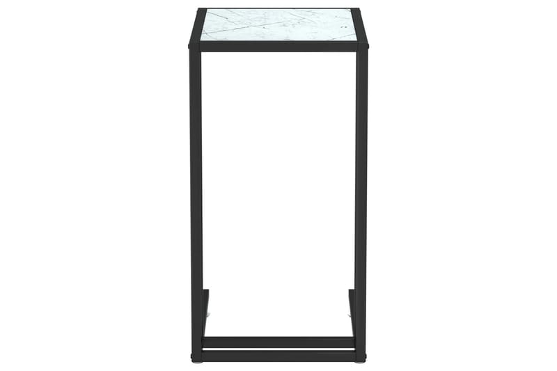 Sidebord for PC hvit marmor 50x35x65 cm herdet glass - Hvit - Møbler - Bord - Avlastningsbord - Lampebord & sidebord