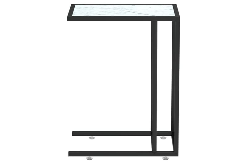 Sidebord for PC hvit marmor 50x35x65 cm herdet glass - Hvit - Møbler - Bord - Avlastningsbord - Lampebord & sidebord