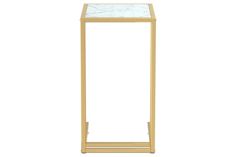 Sidebord for PC hvit marmor 50x35x65 cm herdet glass - Hvit - Møbler - Bord - Avlastningsbord - Lampebord & sidebord