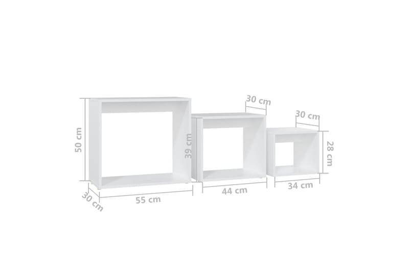 Stablebord 3 stk hvit sponplate - Hvit - Møbler - Bord - Avlastningsbord - Settbord