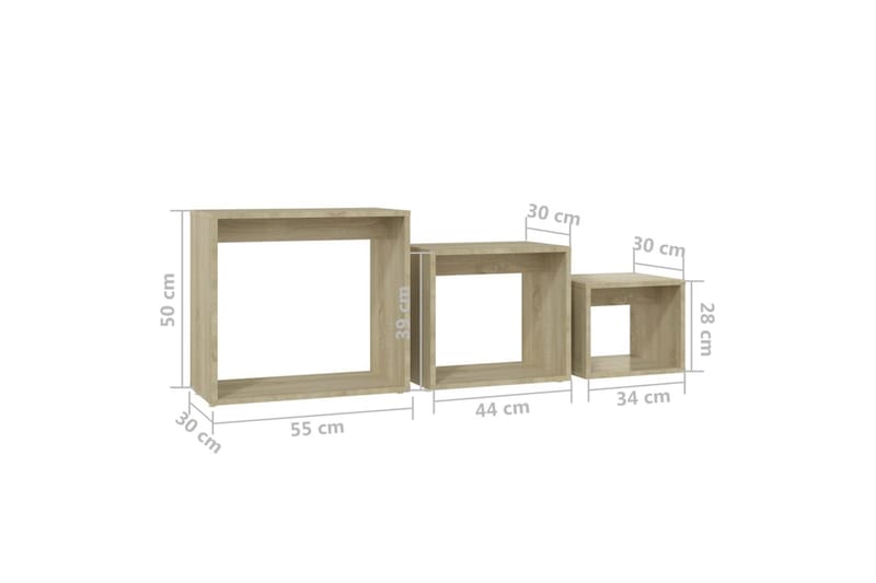 Stablebord 3 stk sonoma eik sponplate - Brun - Møbler - Bord - Avlastningsbord - Settbord