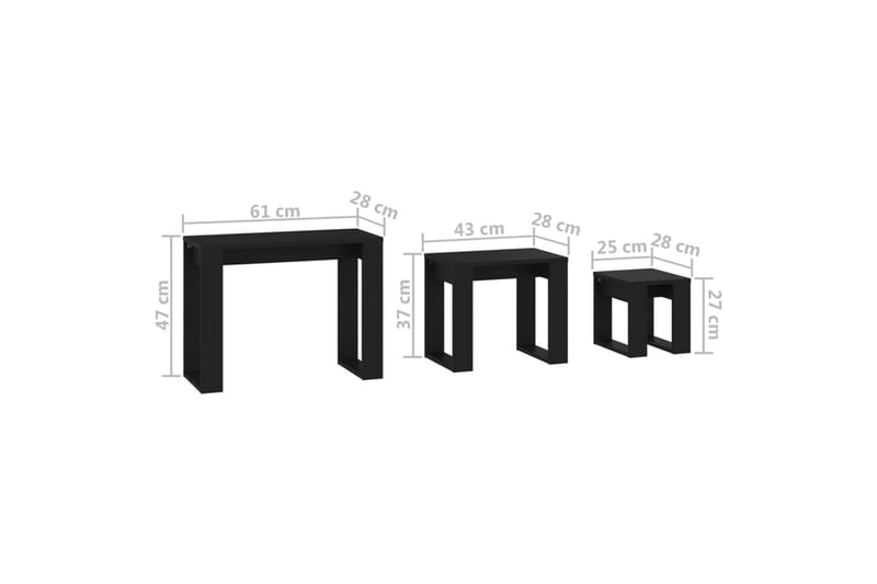 Stablebord 3 stk svart sponplate - Svart - Møbler - Bord - Avlastningsbord - Settbord