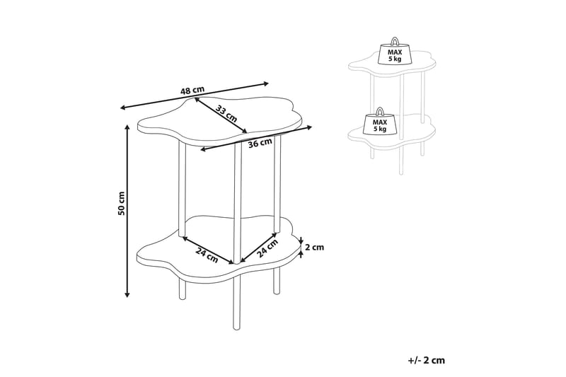 Yokley Sidebord 48 cm - Hvit/Svart - Møbler - Bord - Avlastningsbord - Lampebord & sidebord