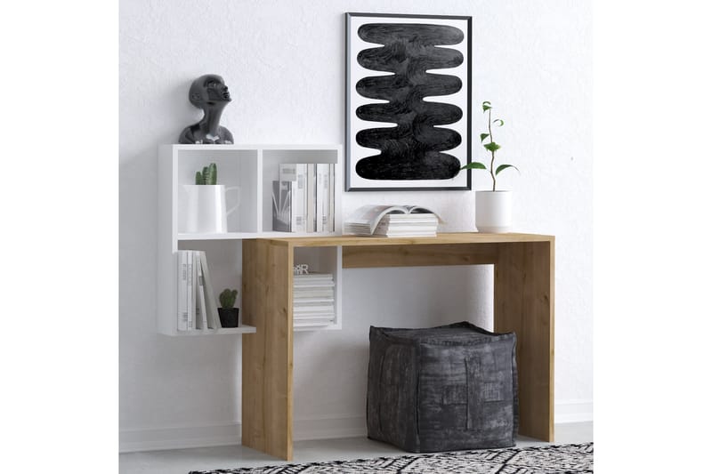 Adell Skrivebord 98x45 cm Hvit/Brun - Hanah Home - Møbler - Bord - Kontorbord - Skrivebord